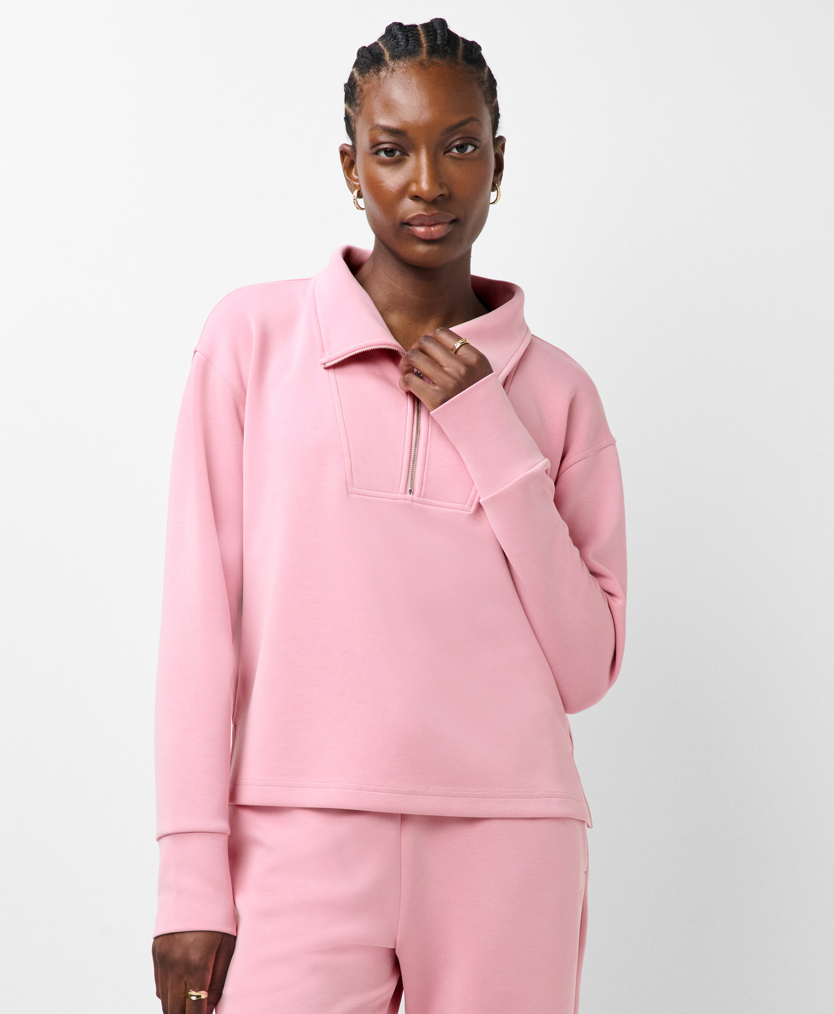 Sand Wash Half Zip Crop Sweatshirt