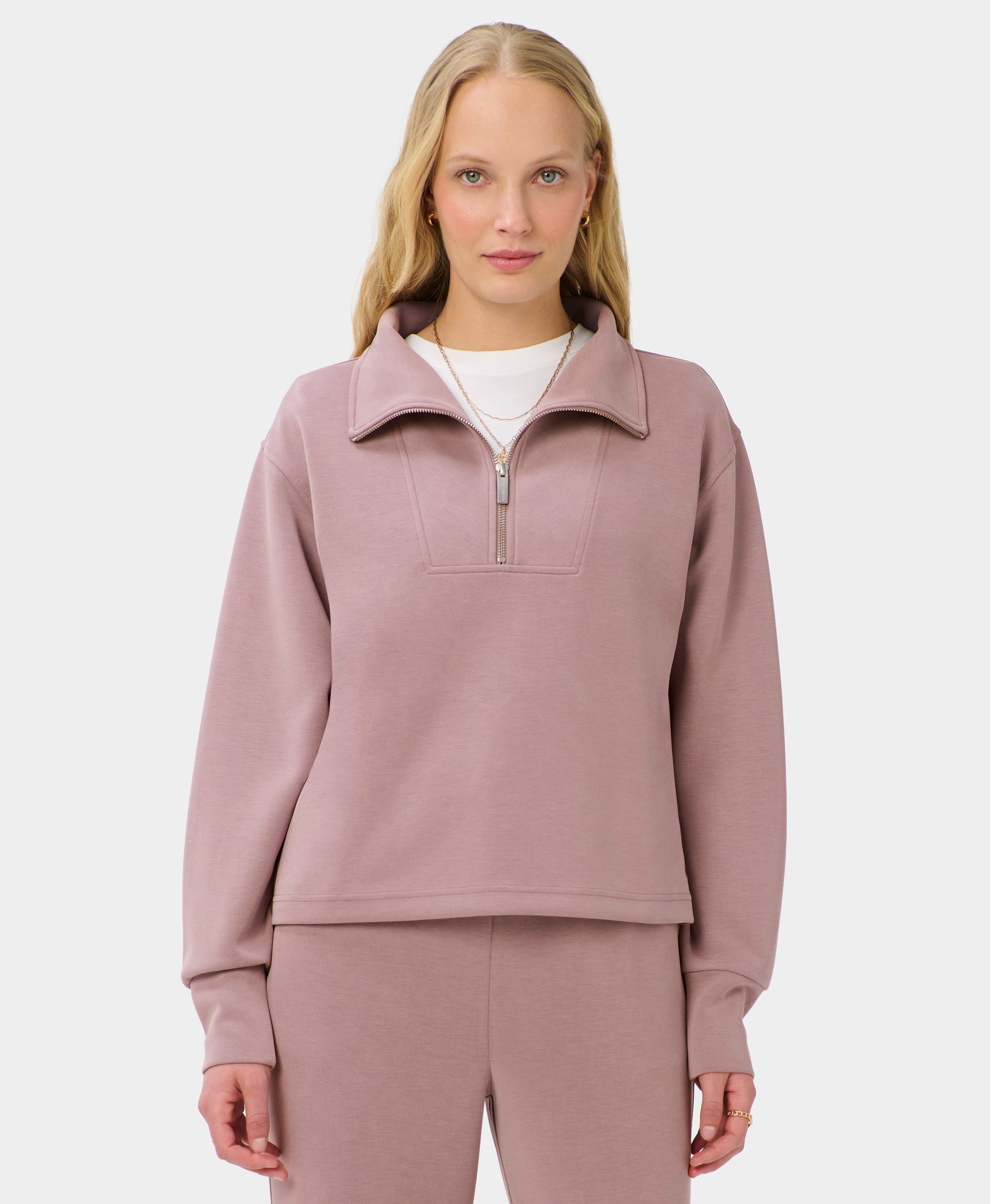 Sand Wash Half Zip Crop Sweatshirt