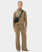 Sand Wash Half Zip Crop Sweatshirt
