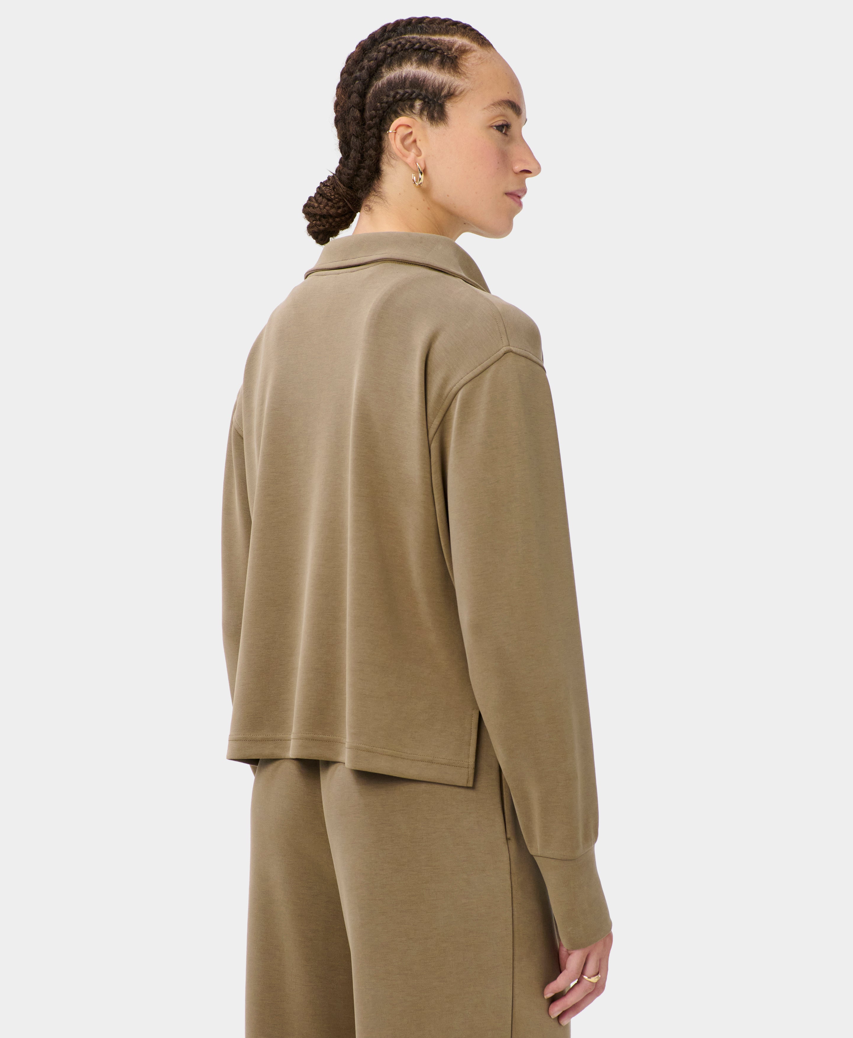 Sand Wash Half Zip Crop Sweatshirt