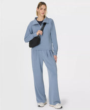 Sand Wash Half Zip Crop Sweatshirt