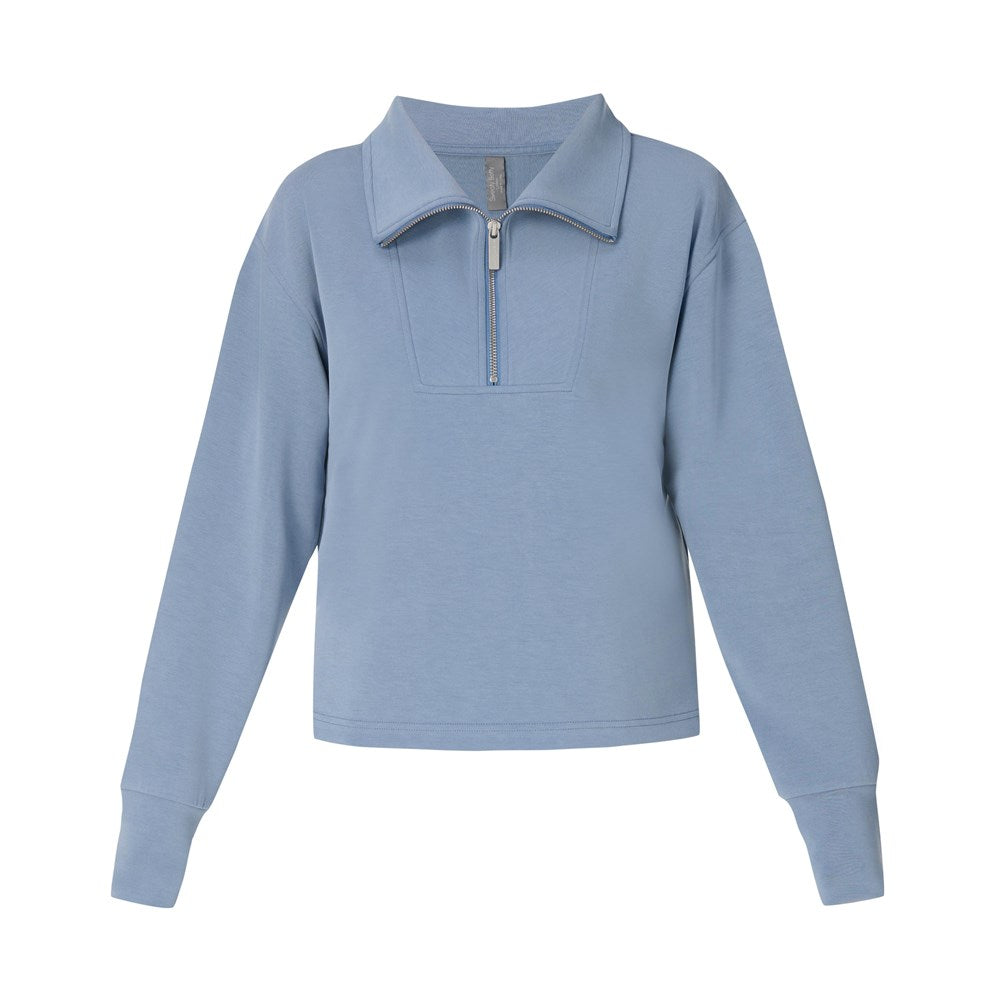 Sand Wash Half Zip Crop Sweatshirt