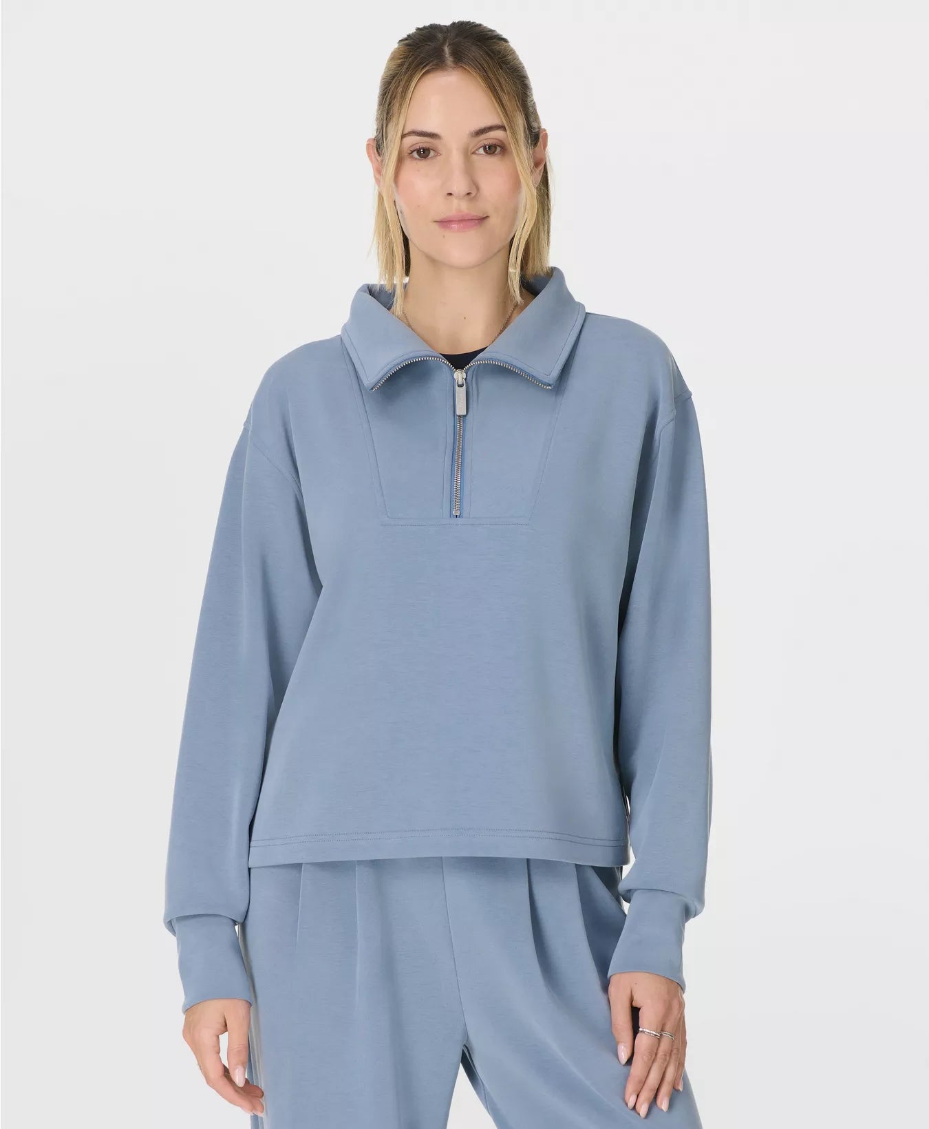 Sand Wash Half Zip Crop Sweatshirt