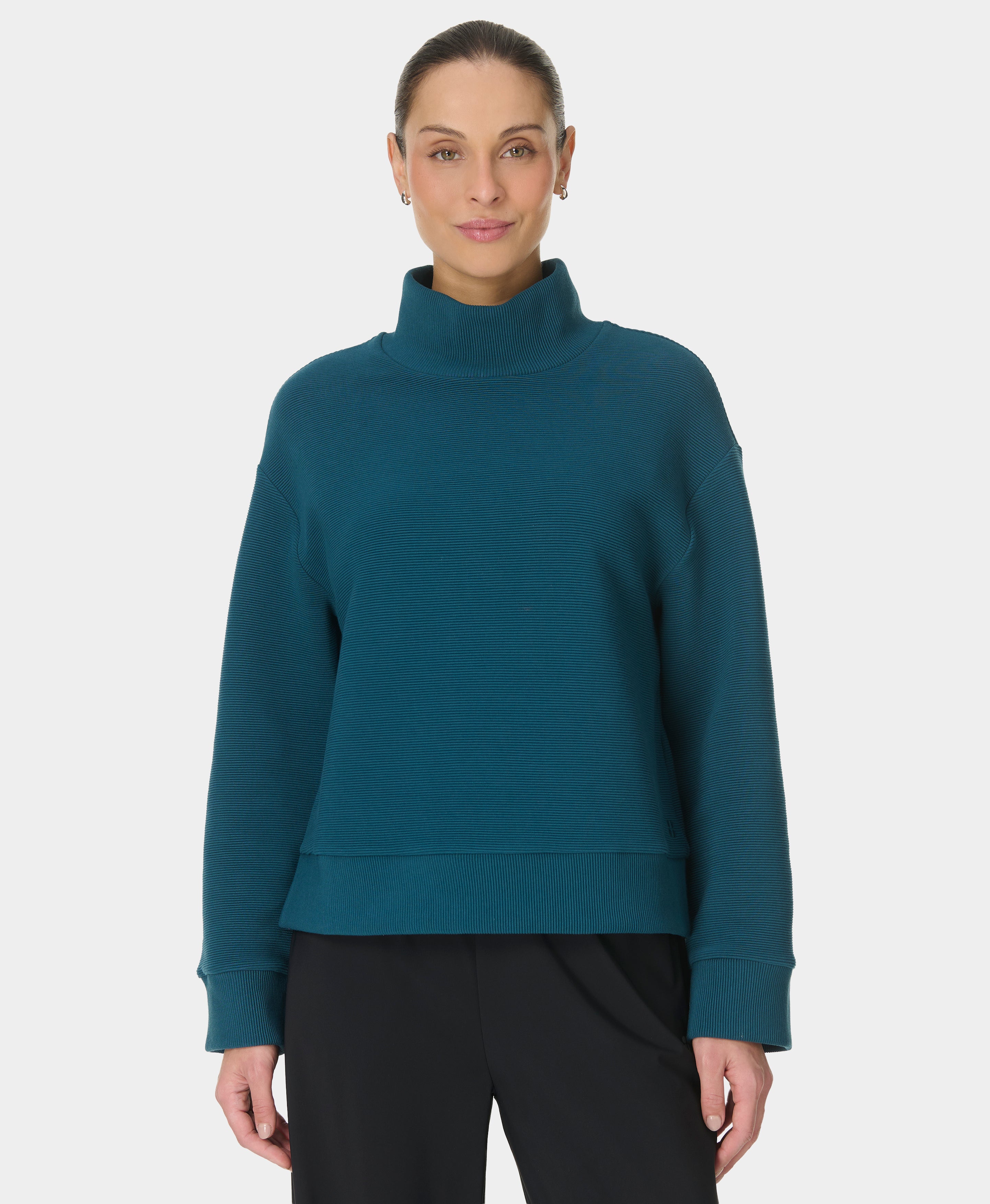 Peaceful Rib Funnel Neck Sweatshirt