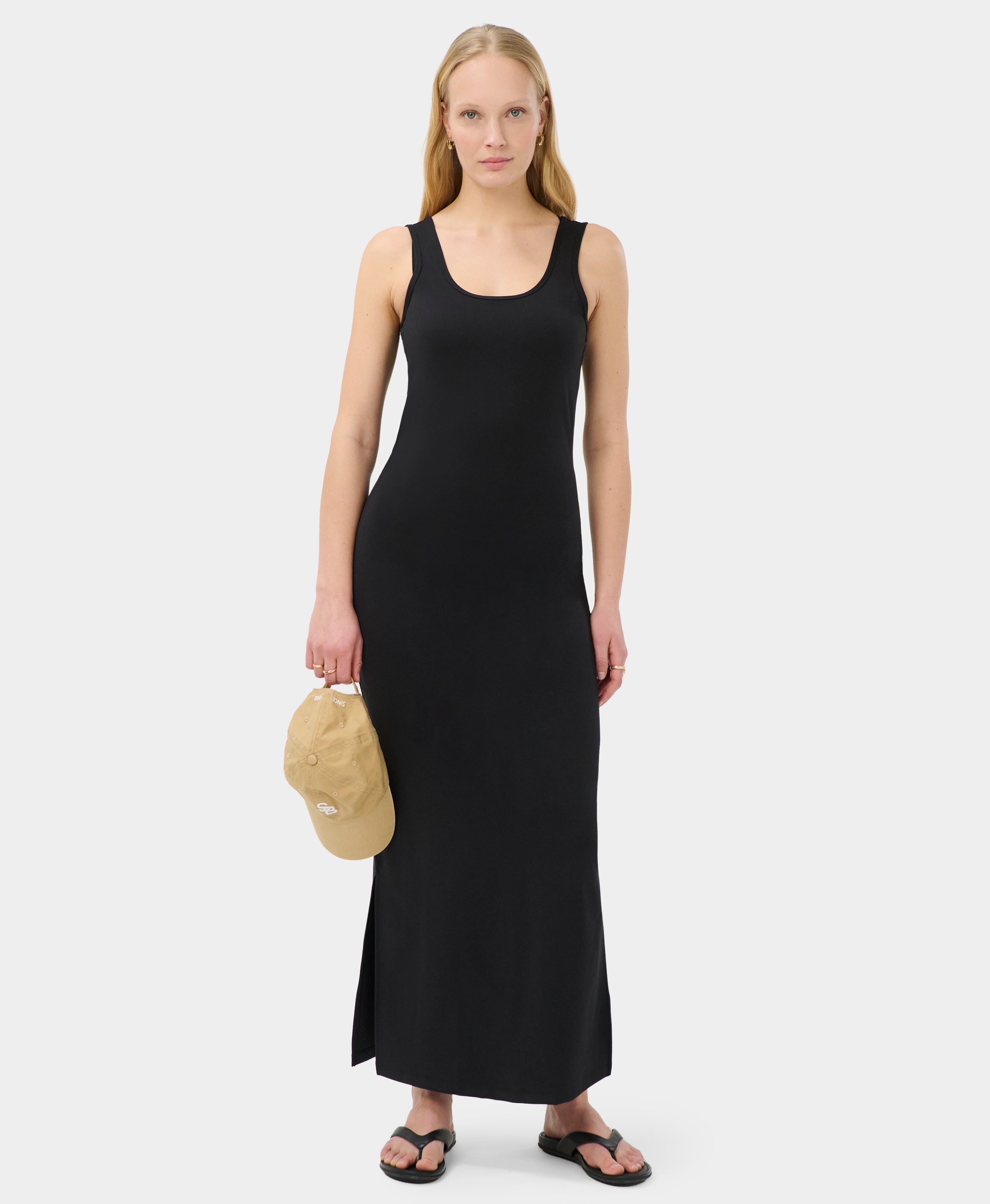 Fitted Scoop Neck Midi Dress