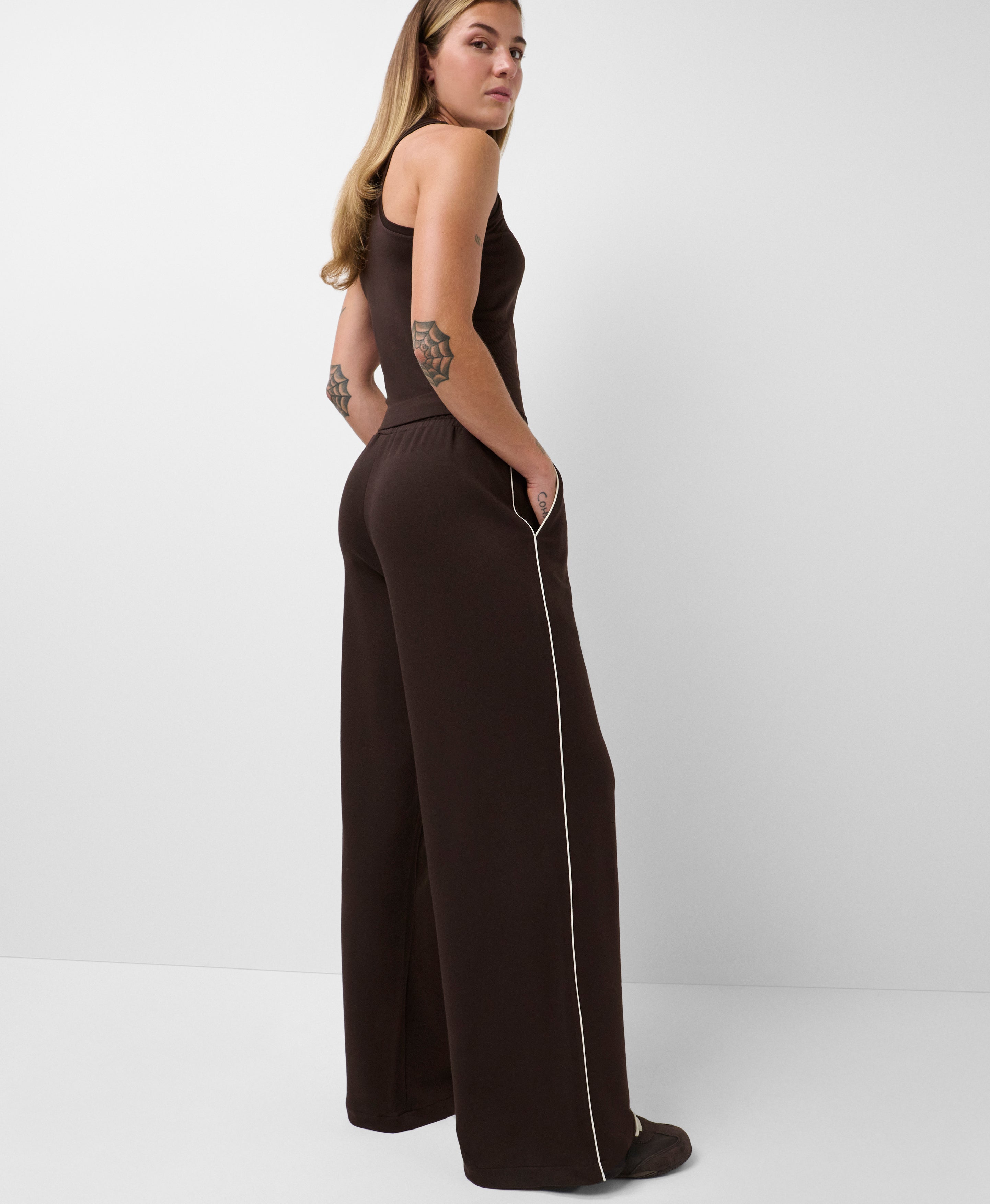 After Class Piped Wide Leg Trouser
