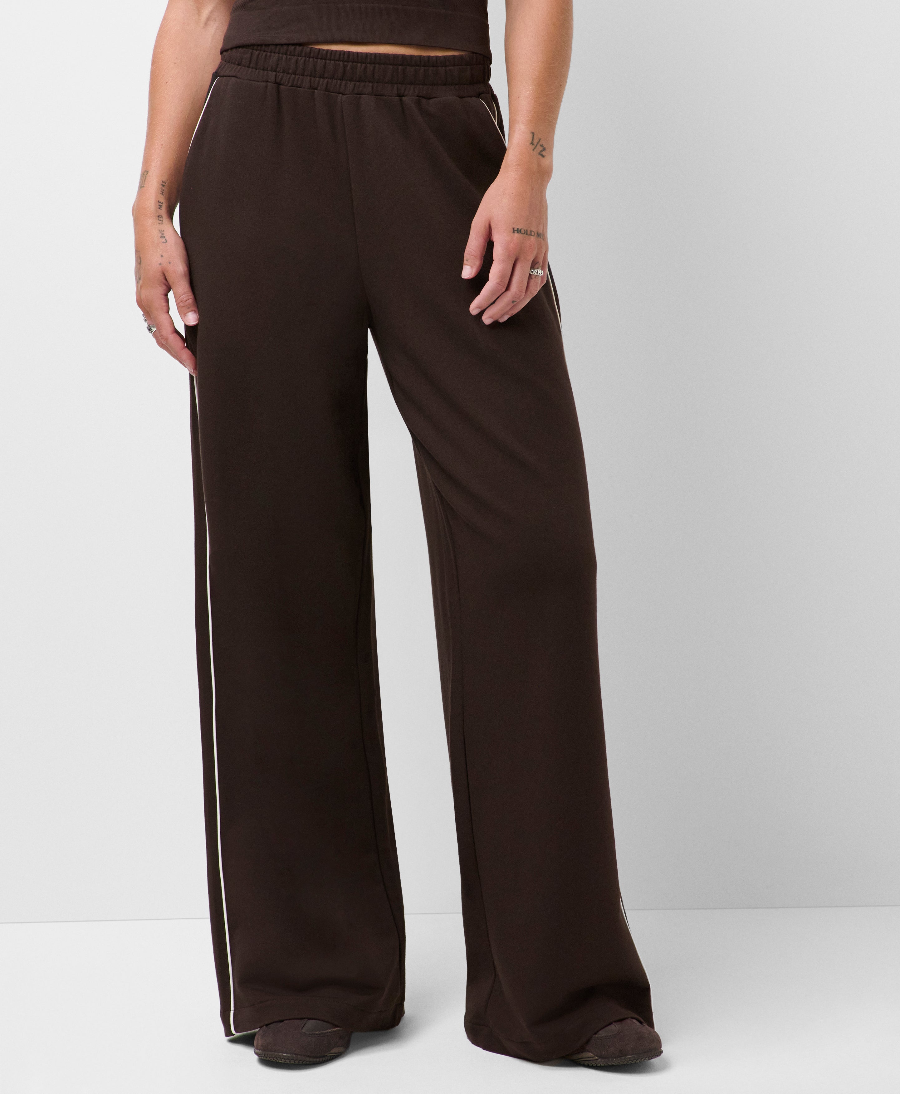 After Class Piped Wide Leg Trouser